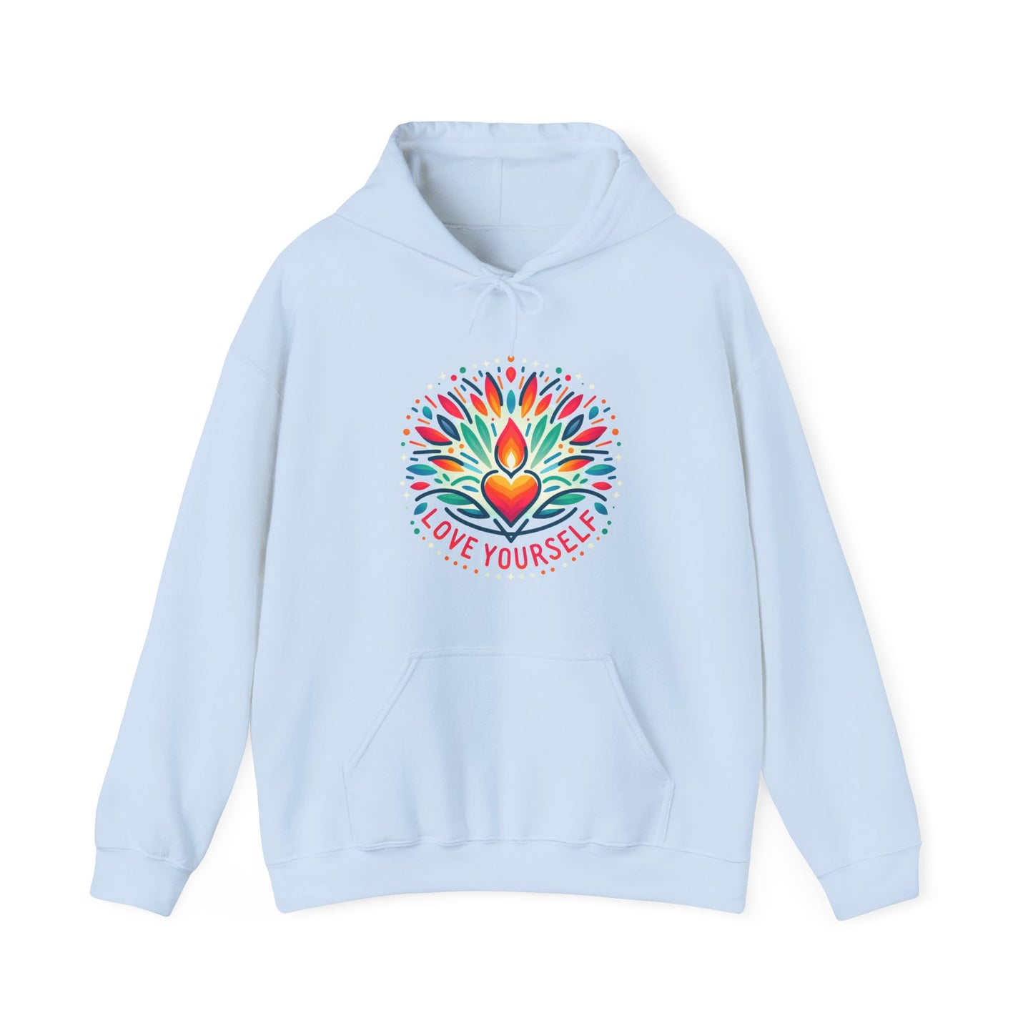 Love Yourself - Unisex Heavy Blend™ Hooded Sweatshirt - Colorful Floral Design