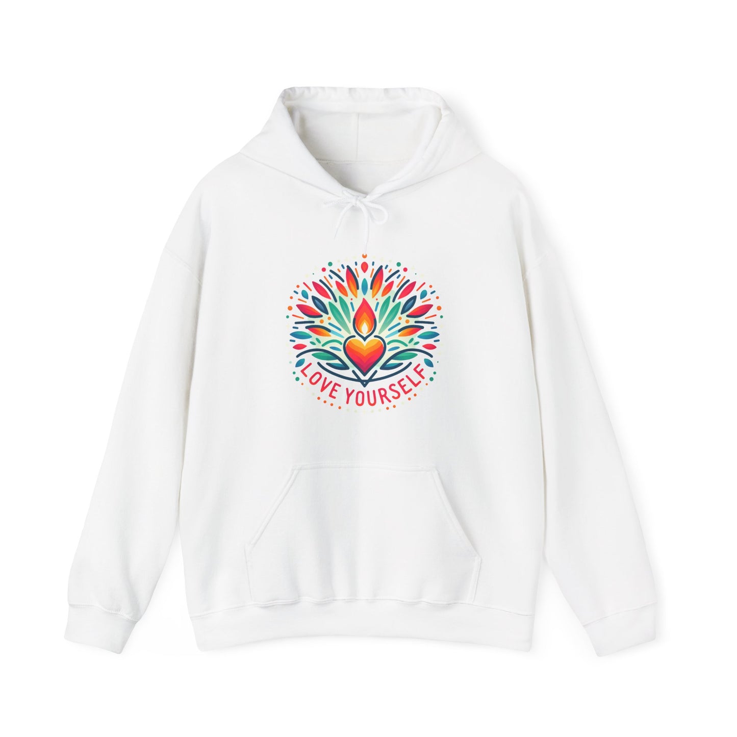 Love Yourself - Unisex Heavy Blend™ Hooded Sweatshirt - Colorful Floral Design